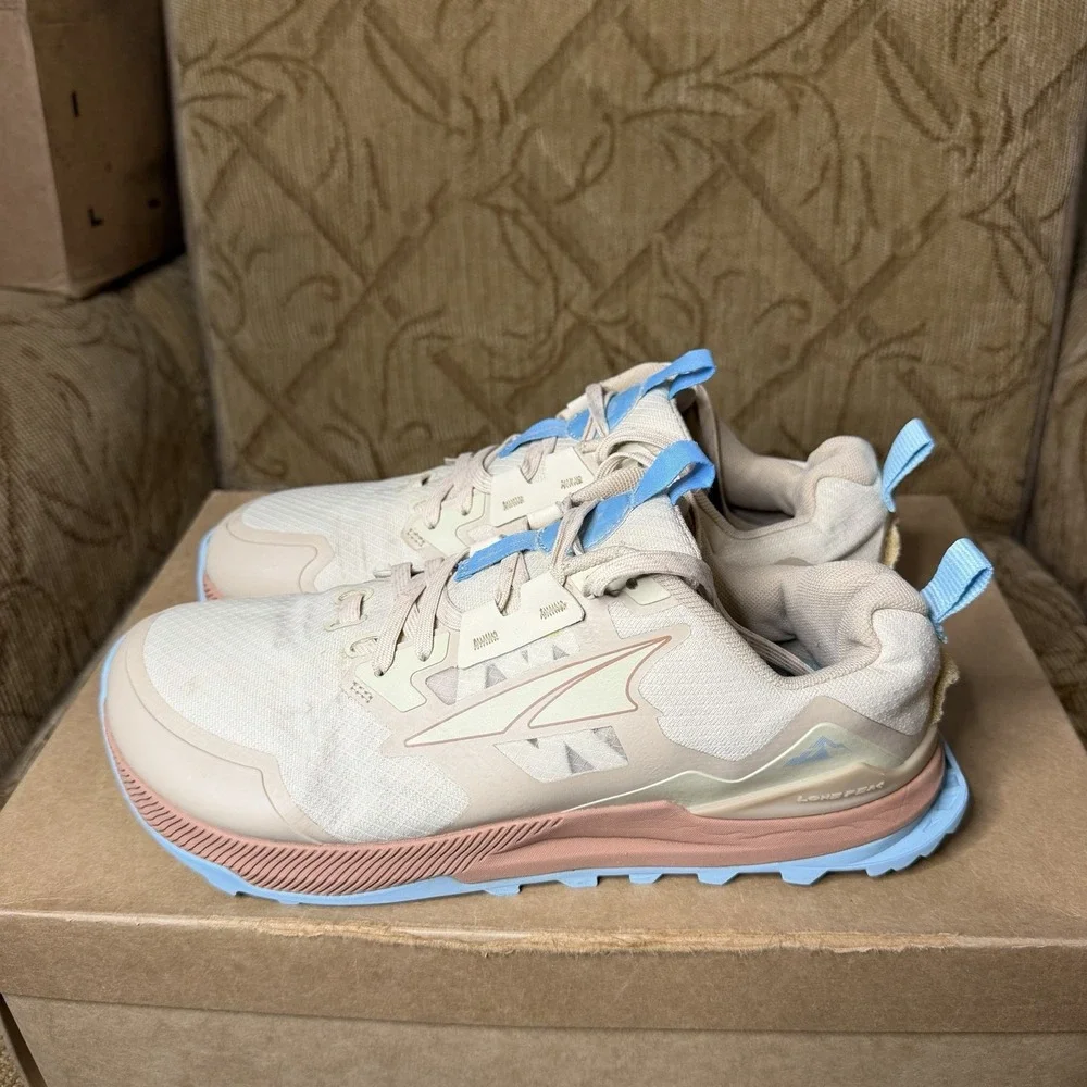 Altra Lone Peak 7 Beige Blue AL0A7R7G922 Women's Size 8 Trail Running Shoes